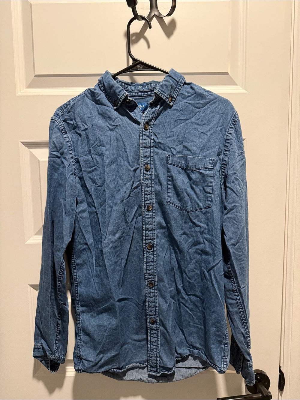 Arizona Jean Company Men's Denim Button-Down Shirt in Blue
